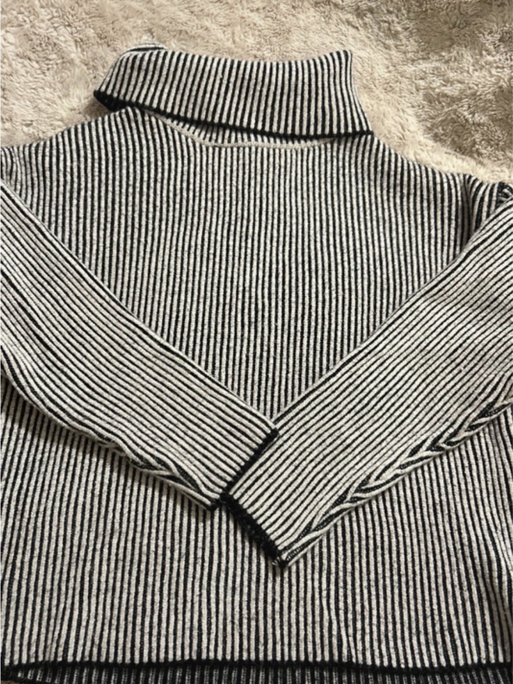 Adika Black & White Ribbed Turtleneck Sweater